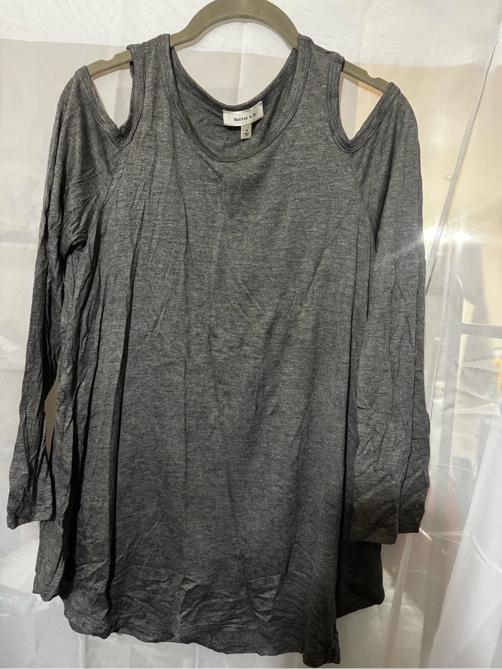 Relaxed Cold-Shoulder Tunic Top - Dark Gray